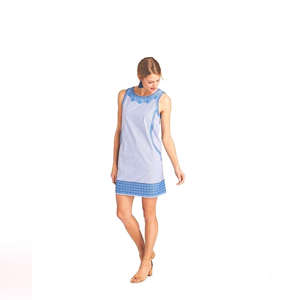 Vineyard Vines Blue and White Embroidered Dress